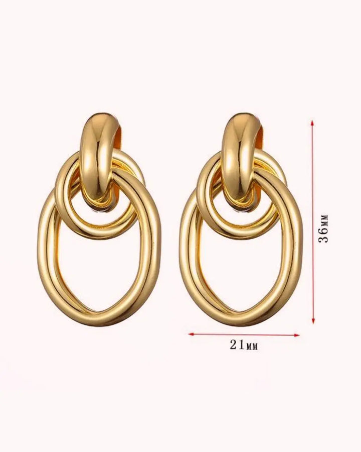 SOLACE  Gold Interlocking Link Drop Earrings 