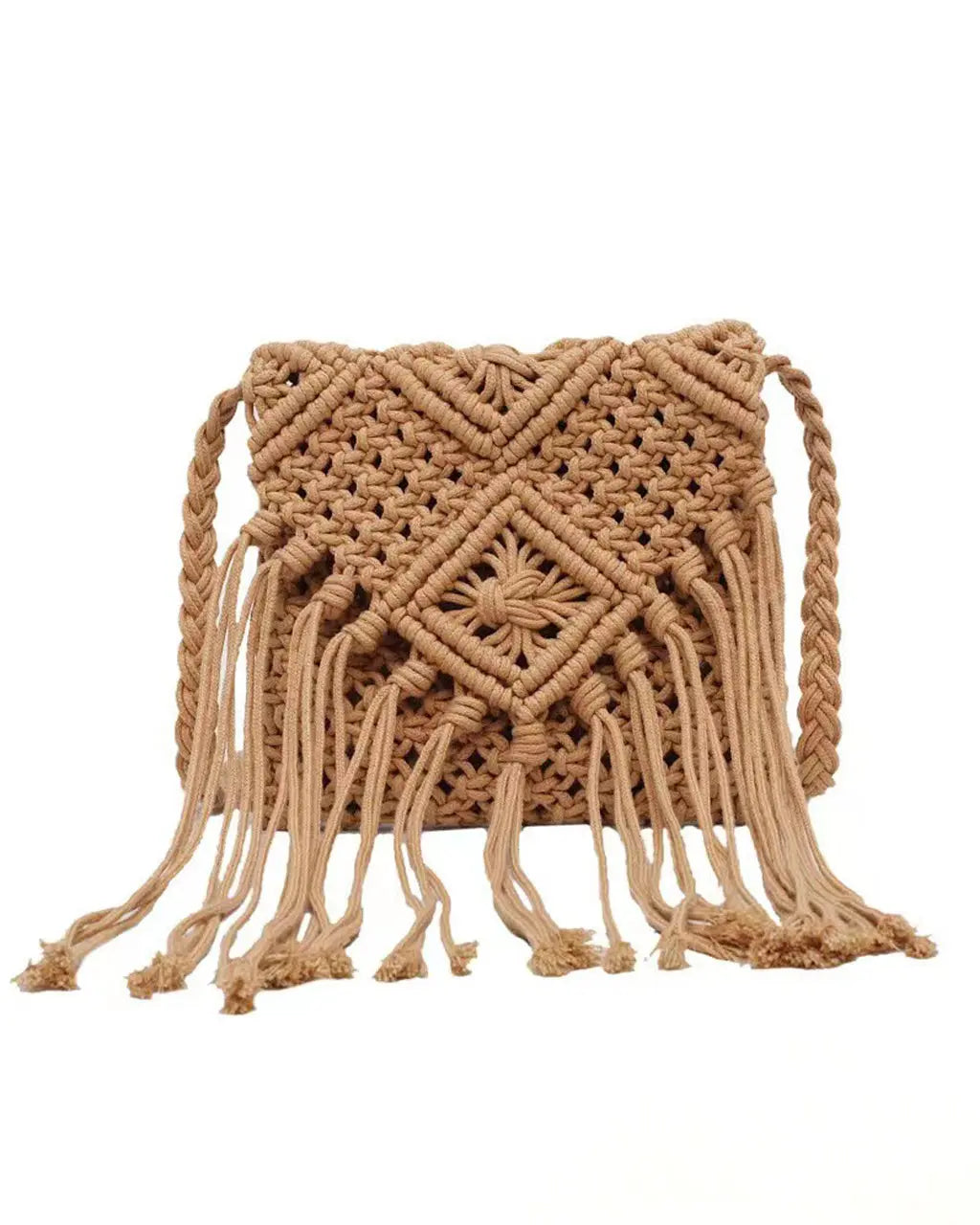 Boho Macrame Woven Tassel Crossbody Bag SOLACE