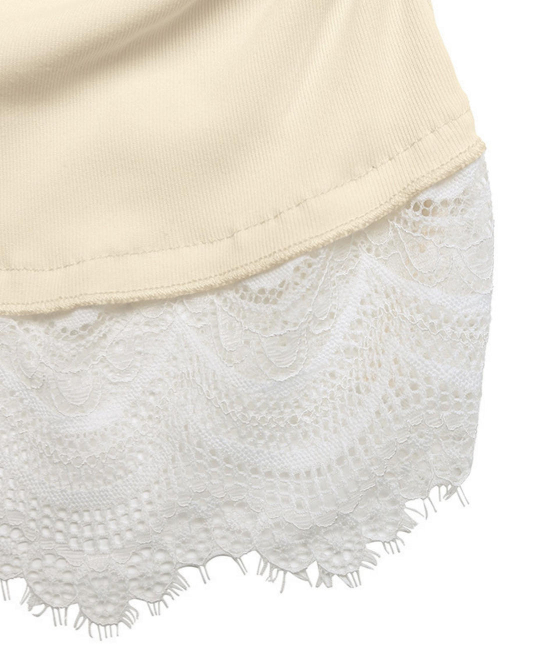 Draped Cowl Neck Lace Hem Long Sleeve Top