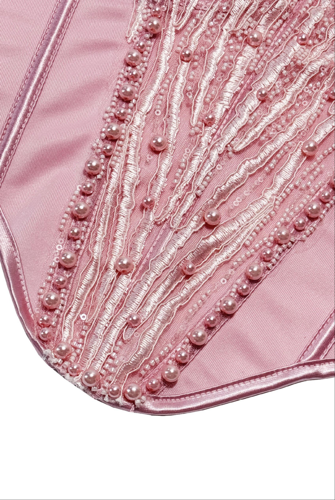 SOLACE CHICPearl Beaded Adjustable Strap Slim Fit Corset Top