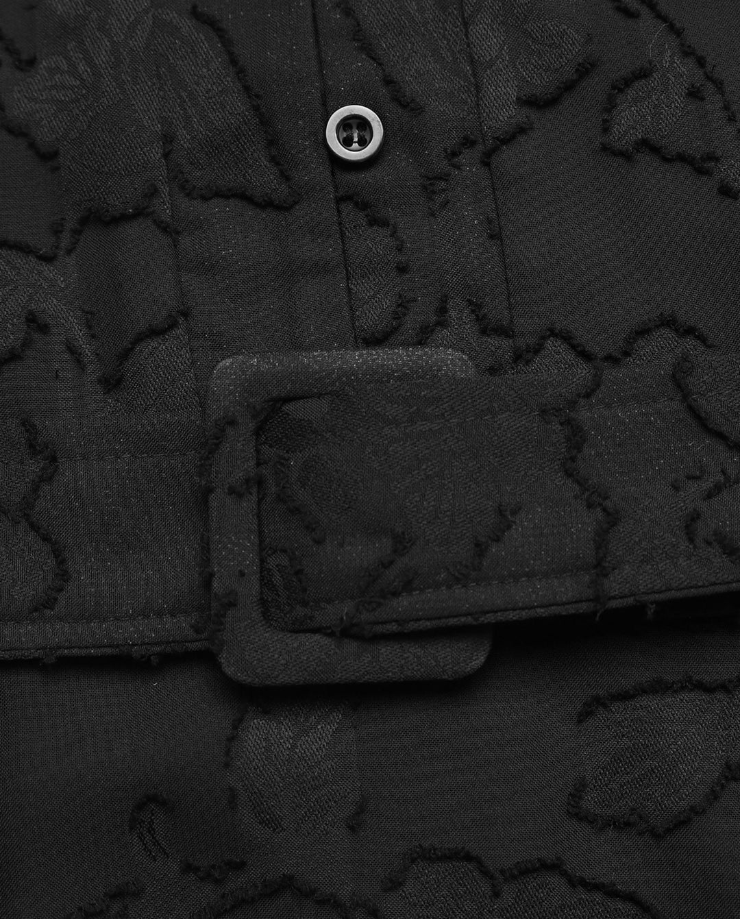 Lace Jacquard Textured Belted Waist Mini Dress