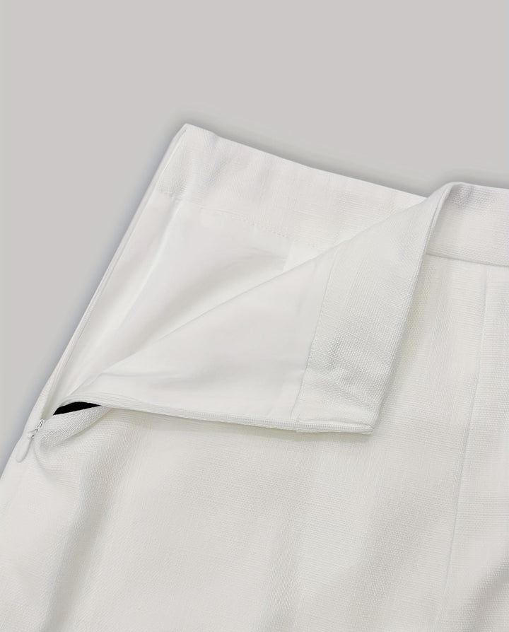 SOLACEOff White Black Lapel Vest High Waist Shorts Set
