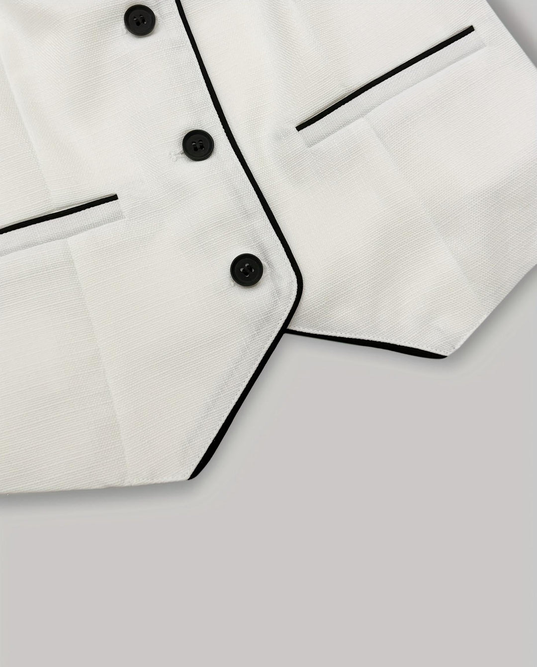 SOLACEOff White Black Lapel Vest High Waist Shorts Set
