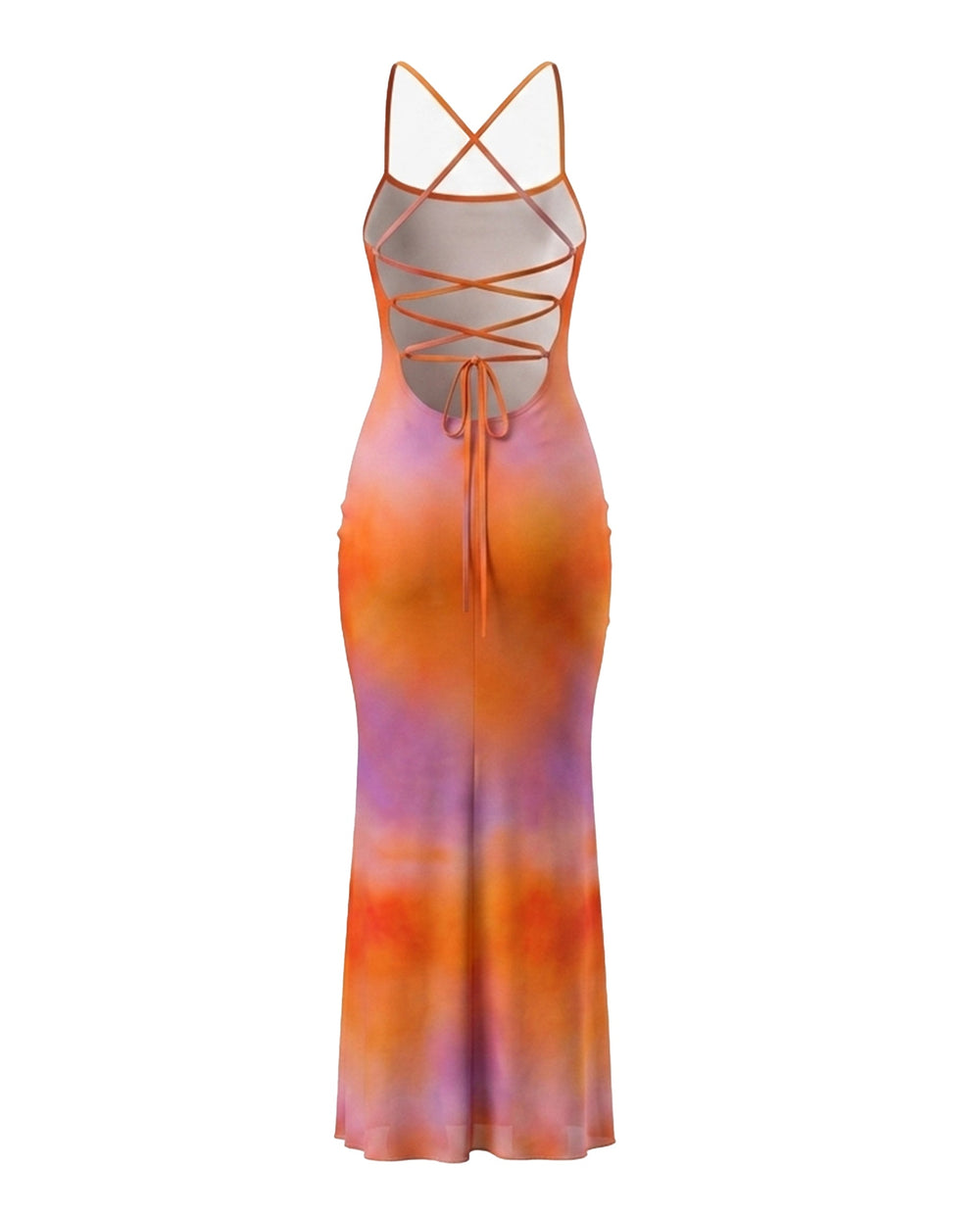 SOLACEOrange Purple Sunset Ombre Print Strapless Maxi Dress