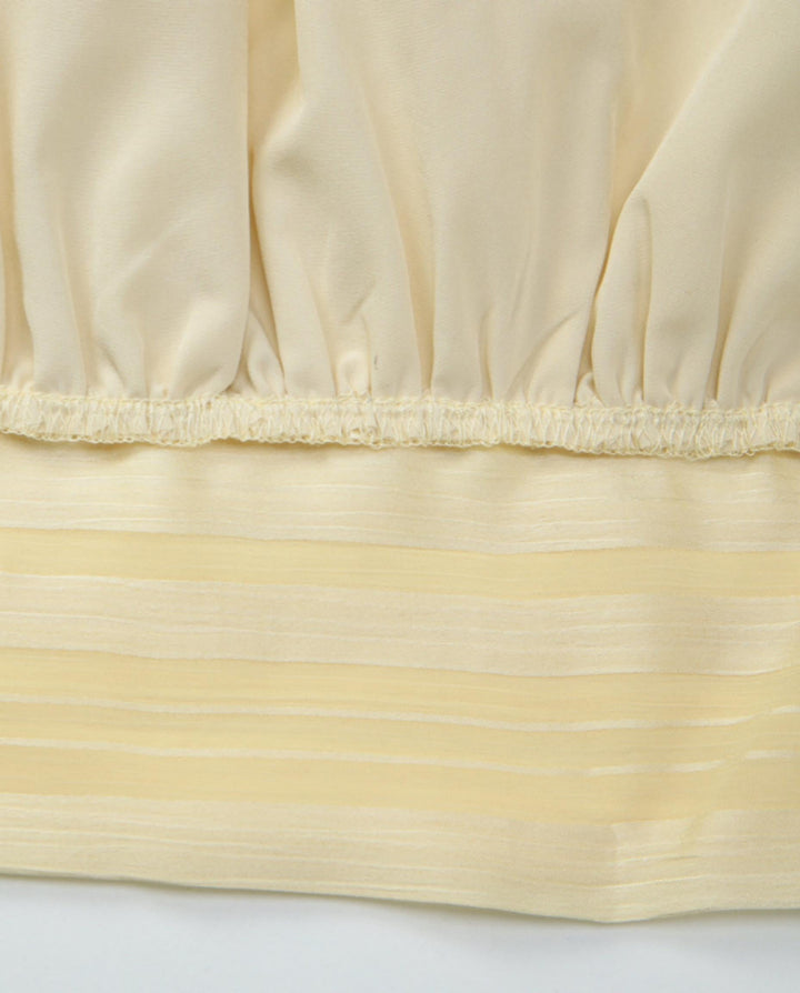 SOLACEPale Yellow Pleated Halter Neck Crop Top