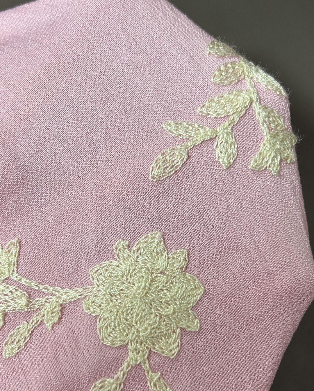 SOLACEPink Floral Embroidered Ruffle Collar Long Sleeve Blouse
