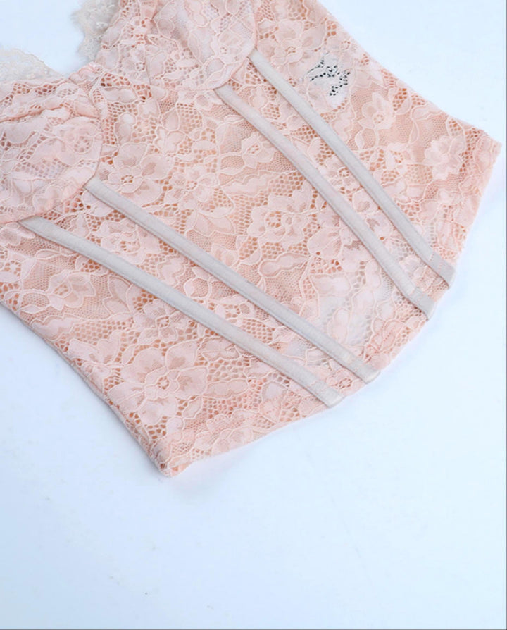 SOLACEPink Lace Corset Bustier Cami Top