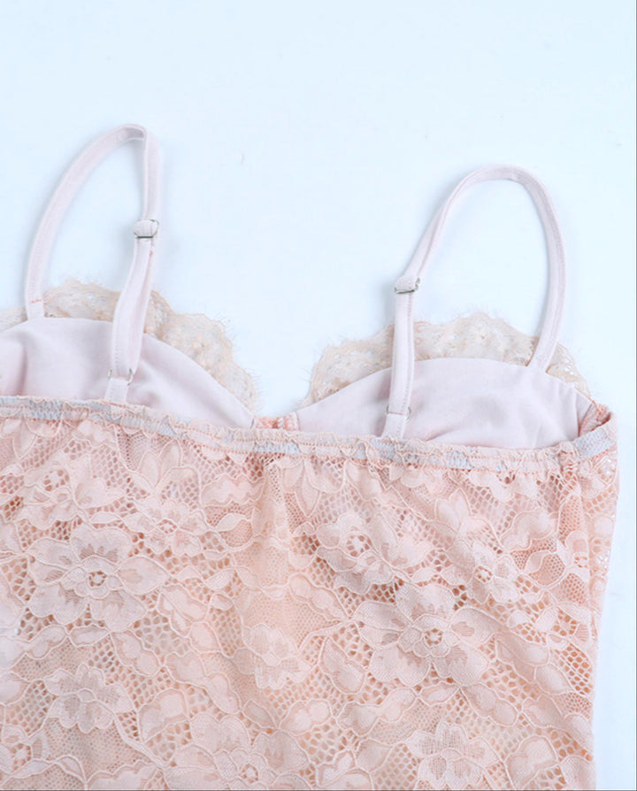 SOLACEPink Lace Corset Bustier Cami Top