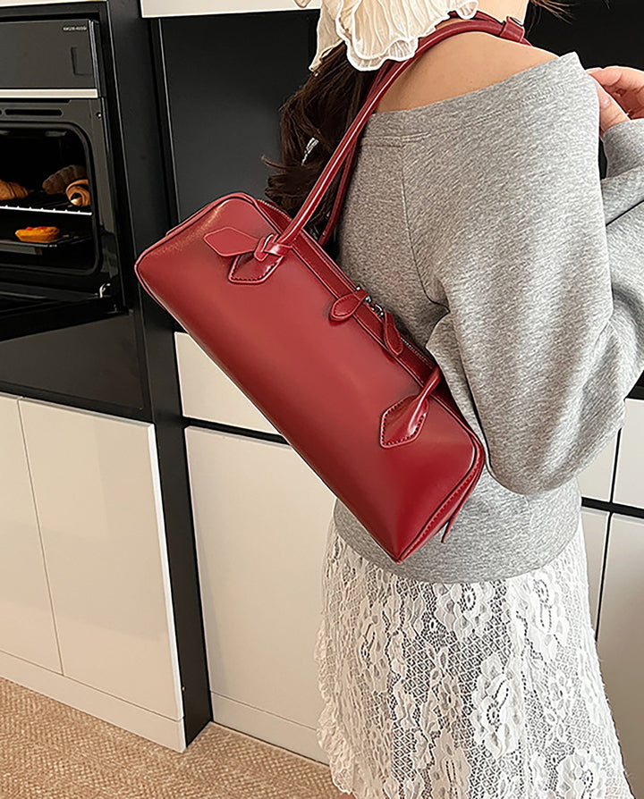 SOLACERed Faux Leather Long Thin Handle Zipper Rectangular Mini Shoulder Bar Bag