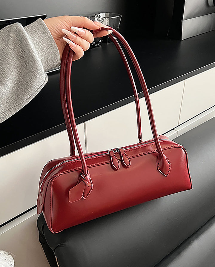 SOLACERed Faux Leather Long Thin Handle Zipper Rectangular Mini Shoulder Bar Bag