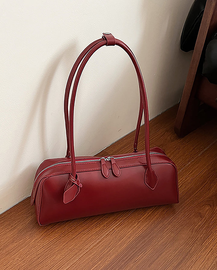 SOLACERed Faux Leather Long Thin Handle Zipper Rectangular Mini Shoulder Bar Bag