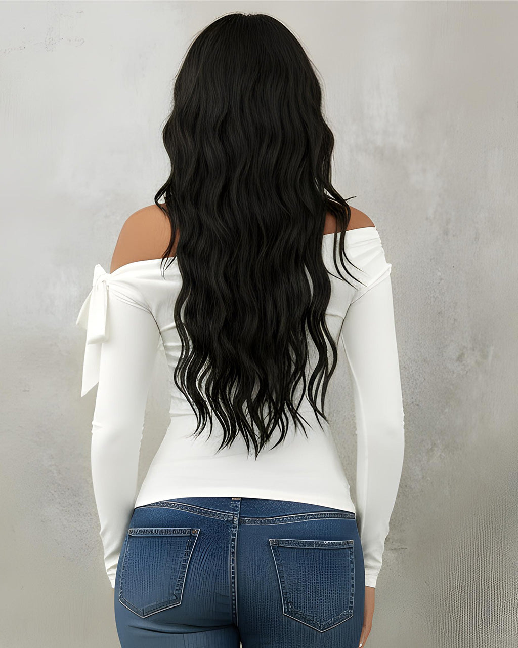 White Off Shoulder Bow Pleated Top SOLACE