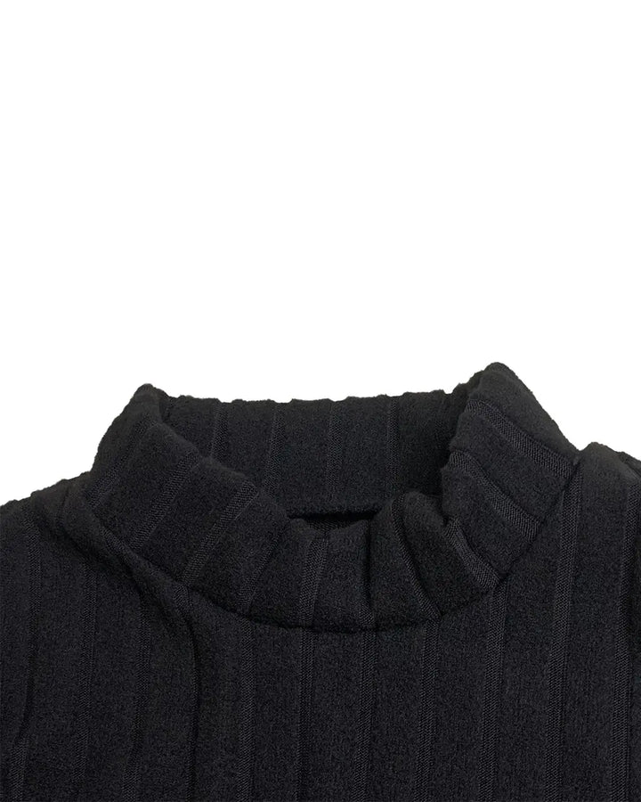 Plain Black Turtleneck Ribbed Knit Bodycon Mini Dress SOLACE