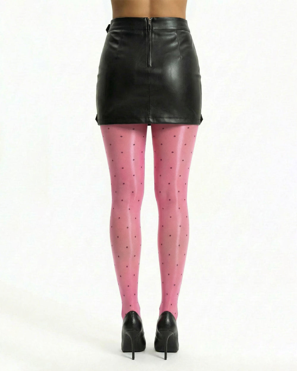 Pink Sheer Pantyhose With Black Polka Dots SOLACE