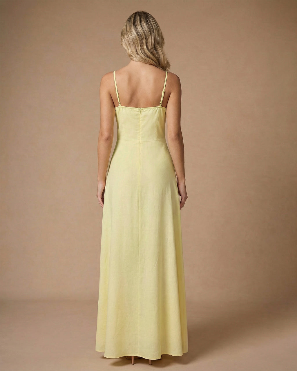 Yellow Sweetheart Neck Spaghetti Straps Corset Maxi Dress SOLACE
