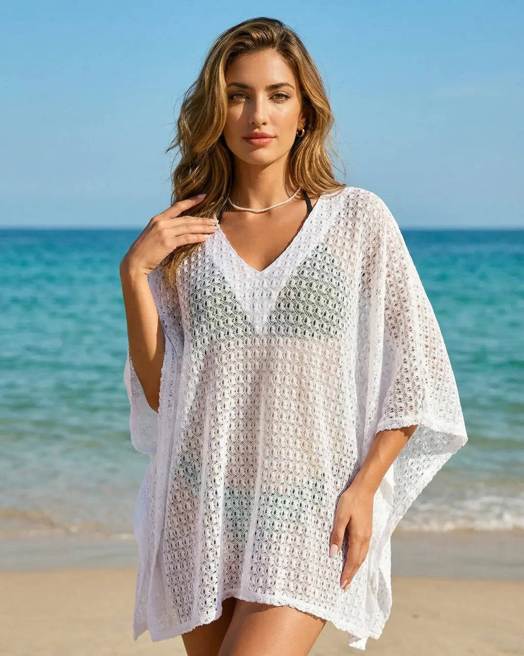White Cut-Out Dolman Sleeve Mini Cover Up SOLACE
