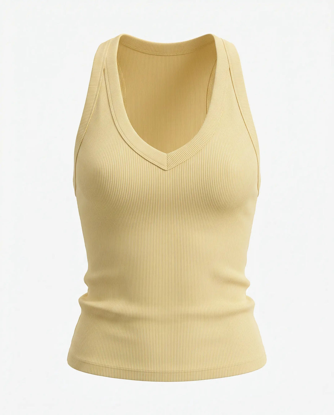 SOLACE  Yello Ribbed V-Neck Crisscross Back Crop Tank Top 