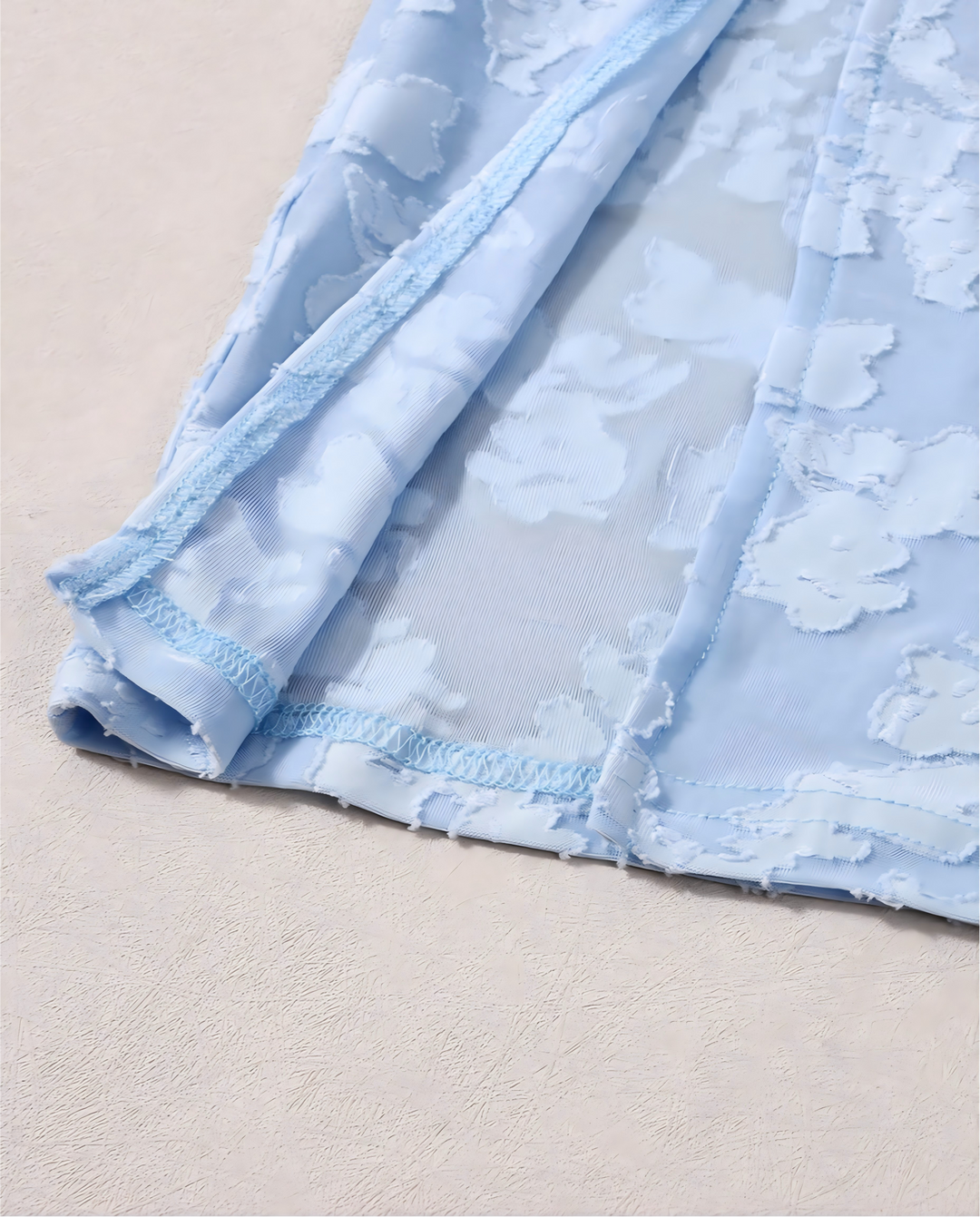 Light Blue Floral Textured Strapless Maxi Dress