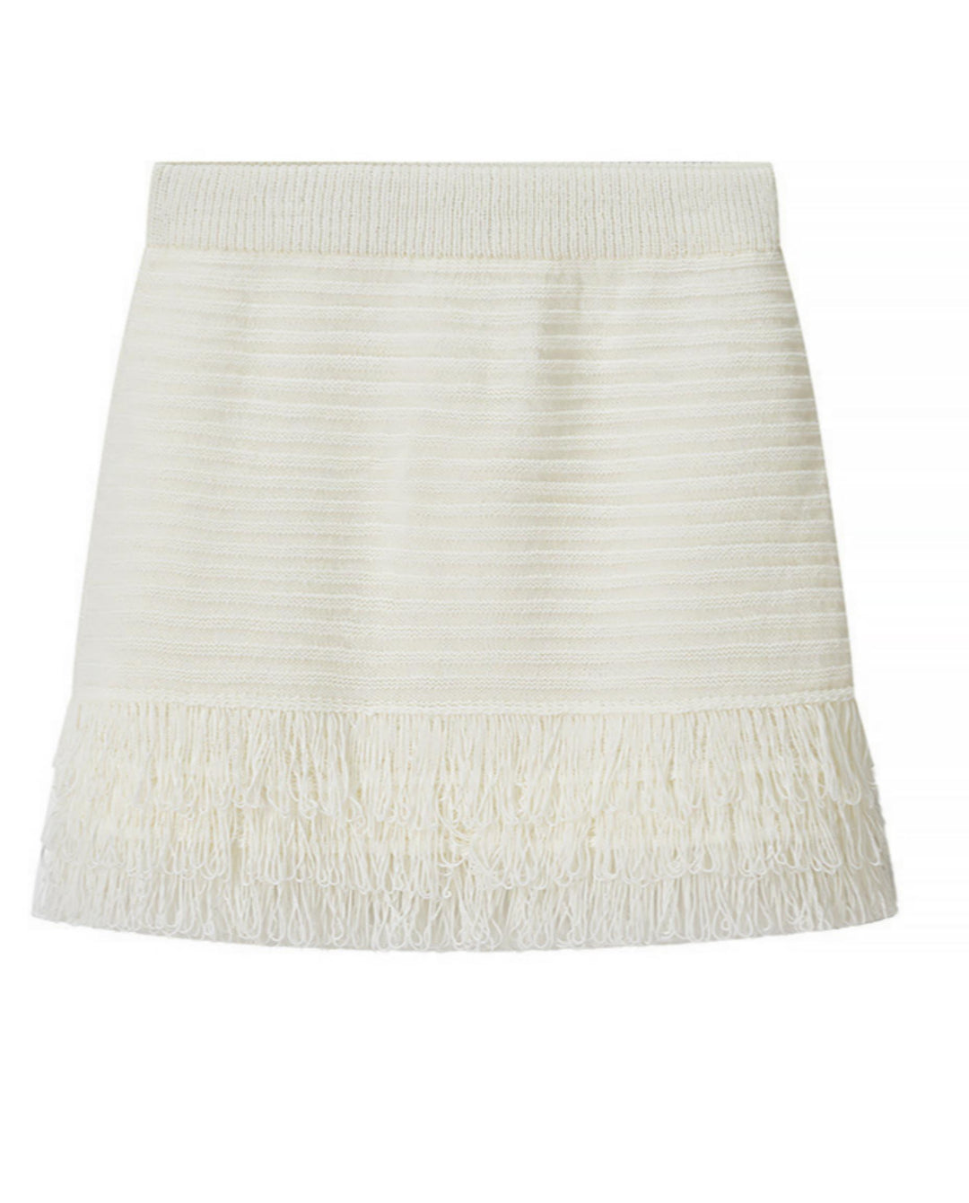 Cream White Crochet Fringe Polo Top Skirt Set
