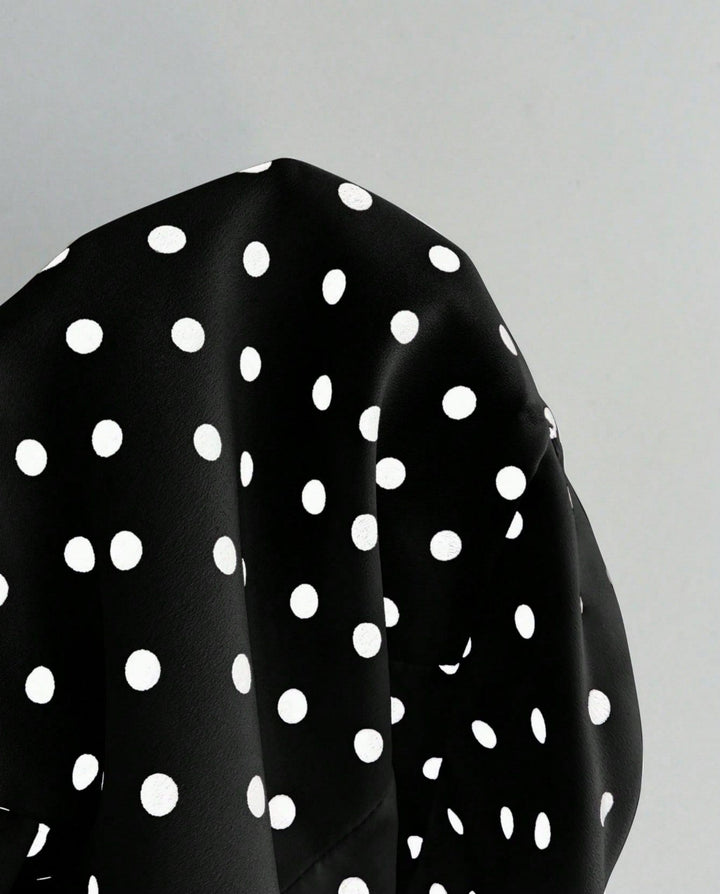 Black Sweet Polka Dot Halter Ruffled Summer Crop Top