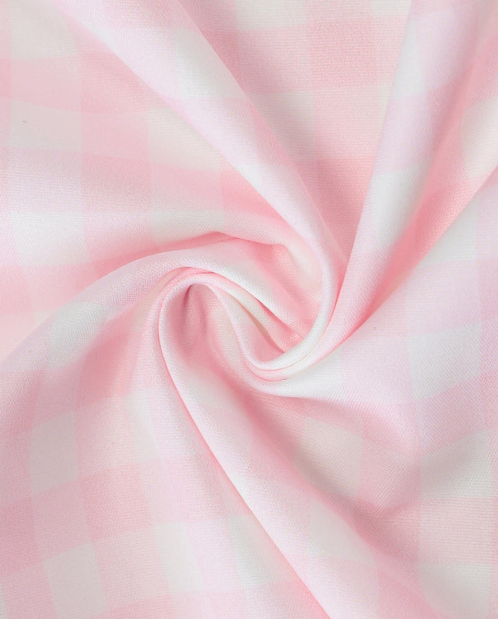 Pink Sweet Gingham Print Square Neck Stretchy Midi Daily Casual Dress