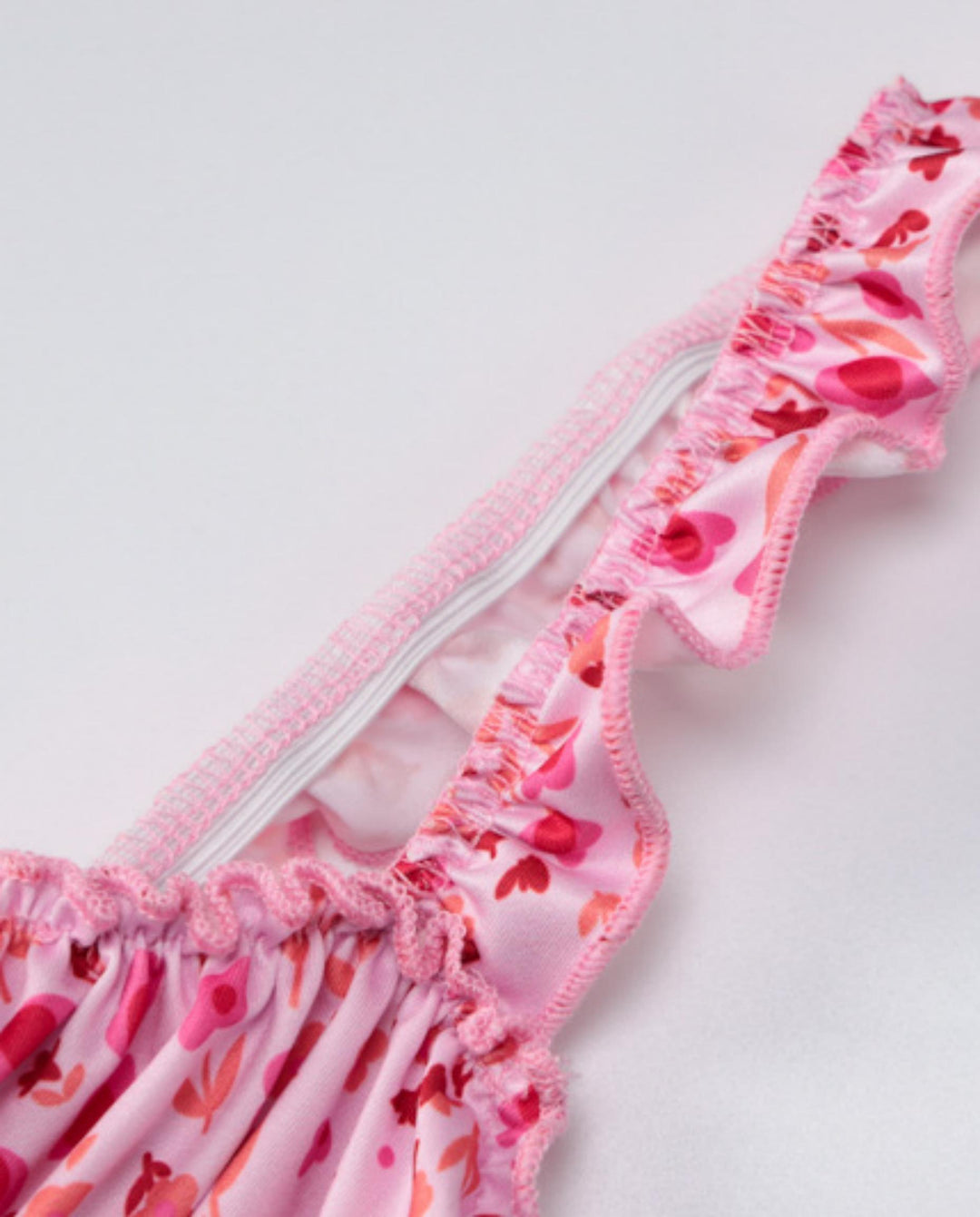 Pink Floral Ruffled Strap U-Neck Stretchy Midi Daily Casual Dress