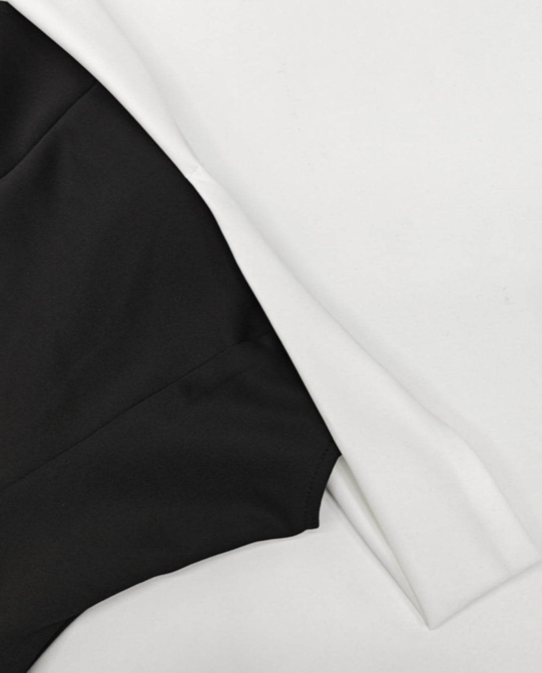 Black Colorblock Off-Shoulder High Waist Flare Mini Dress