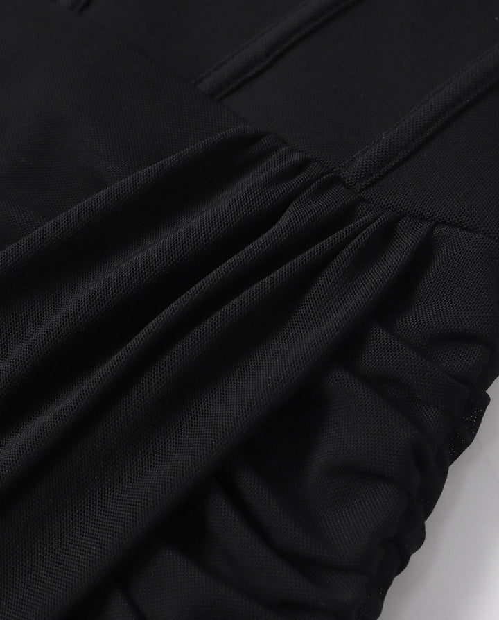 Black Strapless Corset with High Slit Slim Fit Maxi Dress
