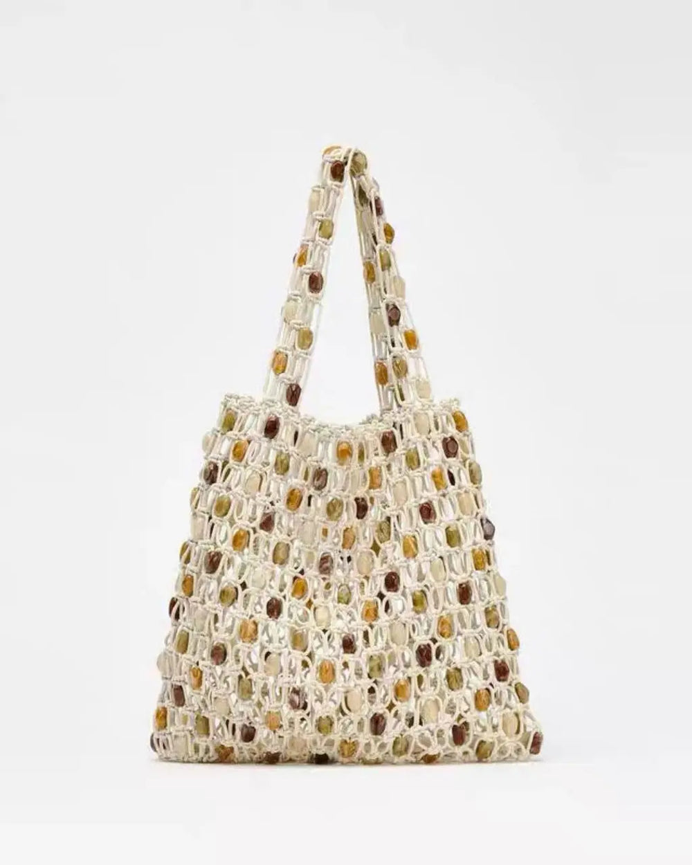 Boho Crochet Beaded Mesh Tote Bag SOLACE