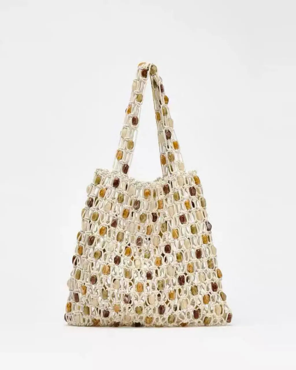 Boho Crochet Beaded Mesh Tote Bag SOLACE