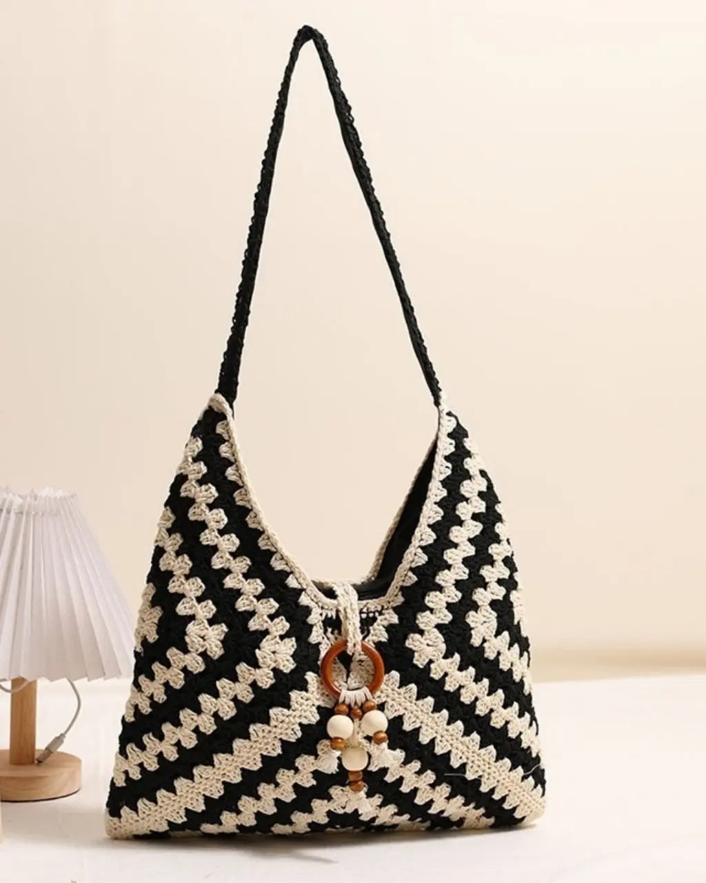 Boho Hand-Crocheted Color Block Hobo Shoulder Bag SOLACE