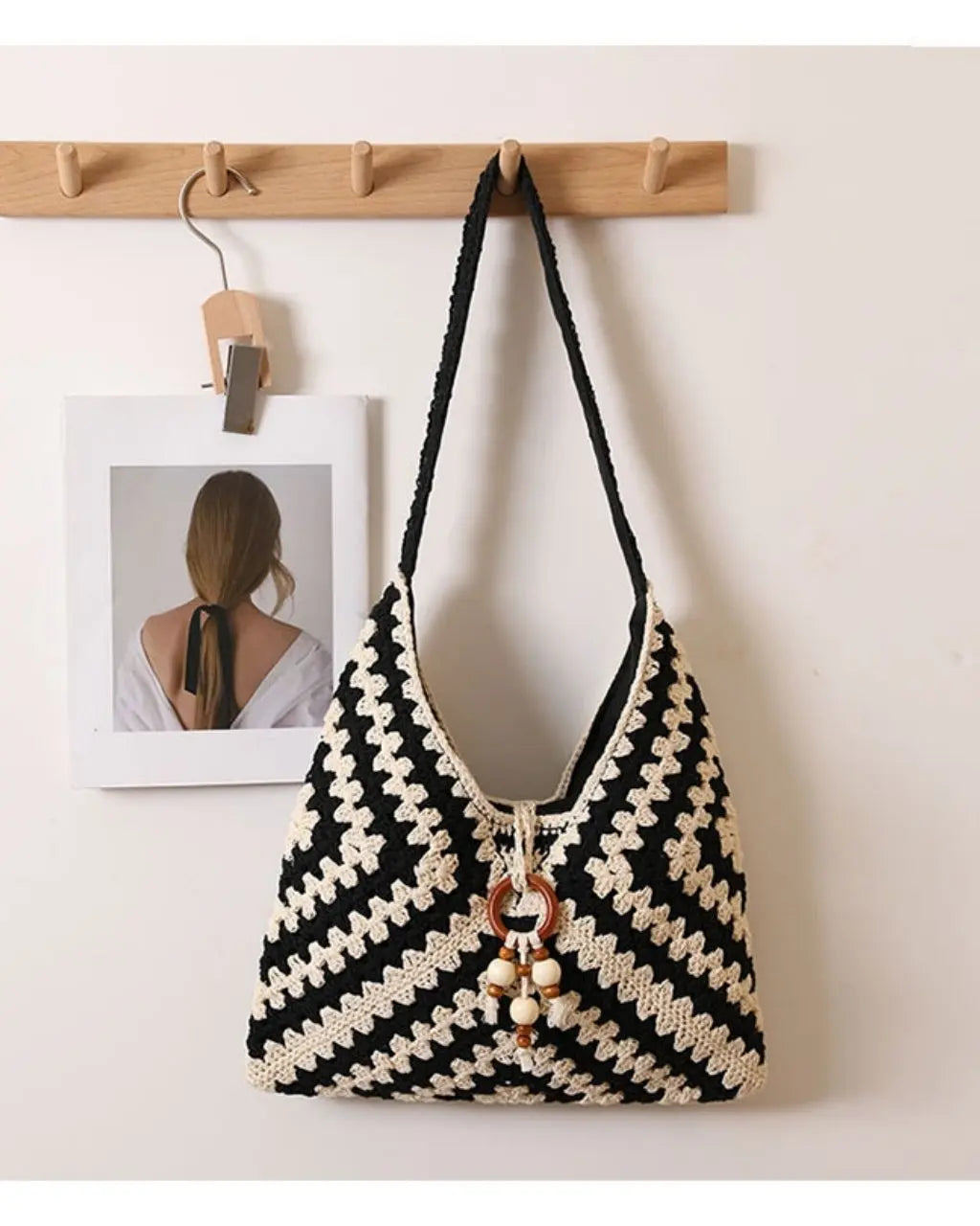 Boho Hand-Crocheted Color Block Hobo Shoulder Bag SOLACE