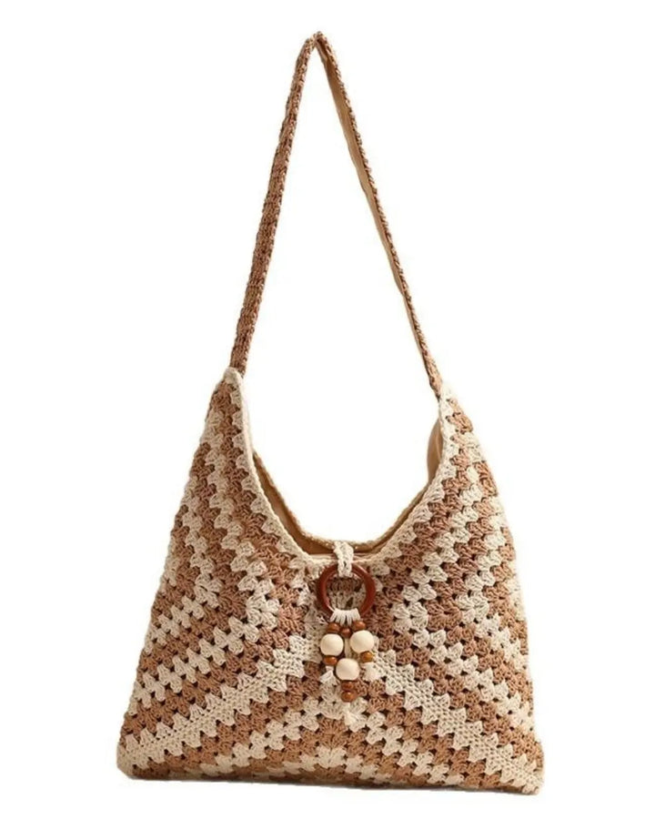 Boho Hand-Crocheted Color Block Hobo Shoulder Bag SOLACE