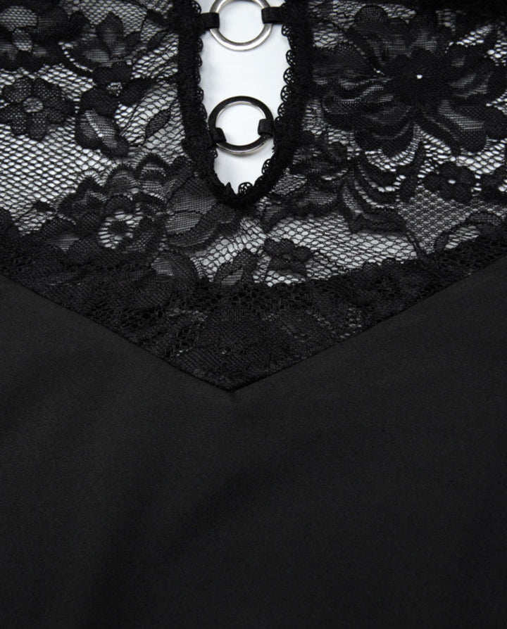 Sexy Black Lace Plunge V-Neck Backless Maxi Dress