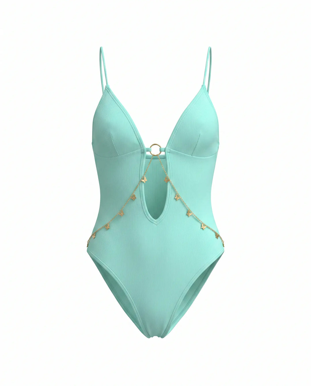SOLACE  Mint Green Chain Detail One-Piece Swimsuit 