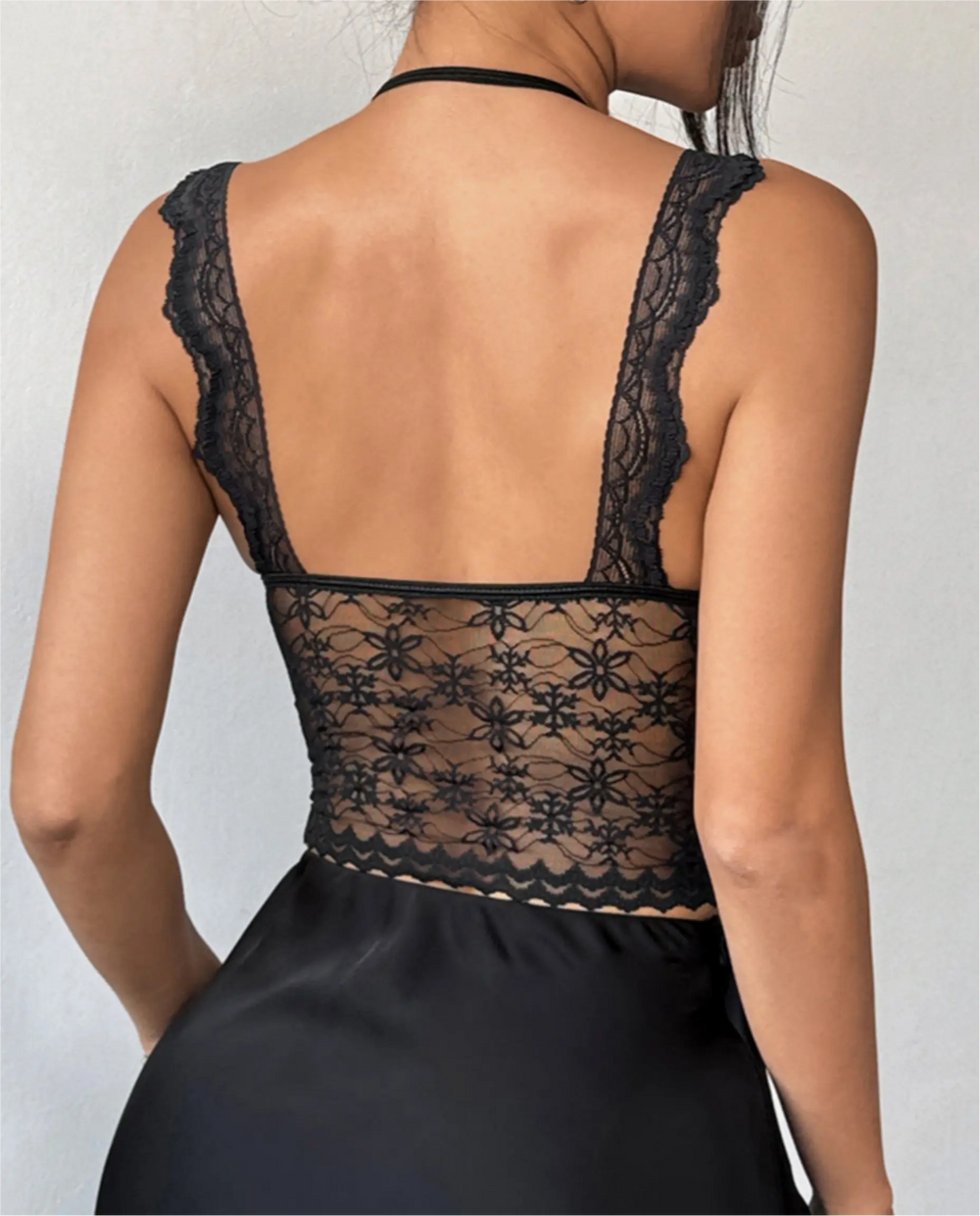 SOLACE  Black Floral Lace Halter Corset Bustier Crop Top 