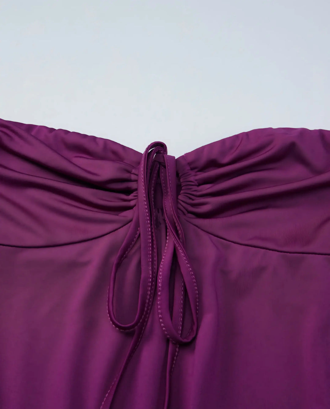 Purple Strapless Drawstring Detail Bodycon Mini Dress