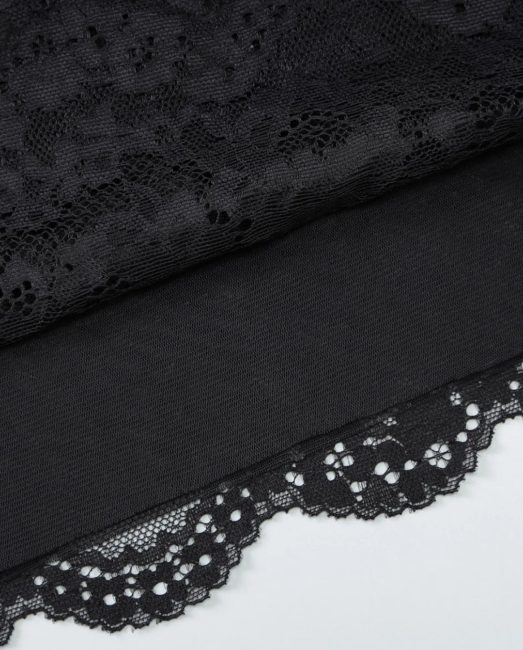 SOLACE  Black Sheer Lace Patchwork Bodycon Mini Dress 