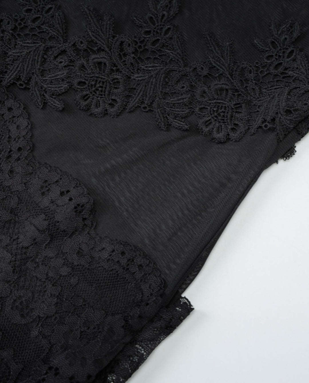 Black Sheer Lace Patchwork Bodycon Mini Dress
