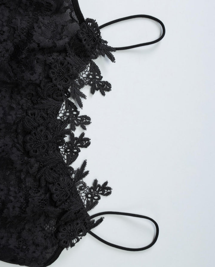 Black Sheer Lace Patchwork Bodycon Mini Dress