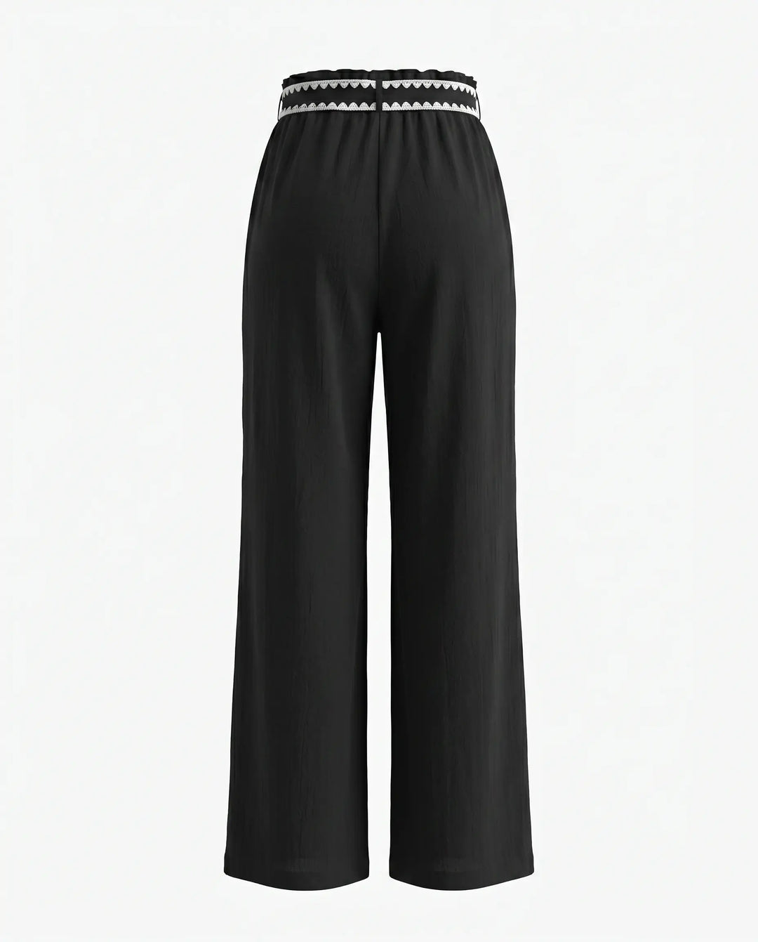 SOLACE  Black White Contrast Stitch High Waist Wide Leg Pants 