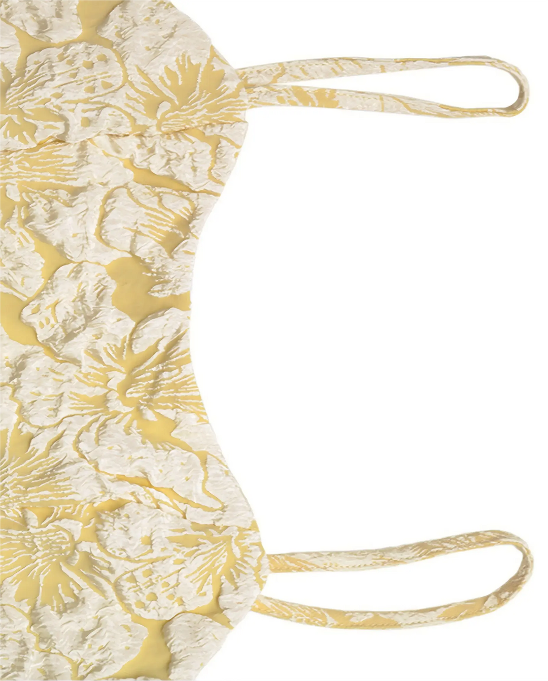 Yellow Jacquard Spaghetti Strap A-Line Midi Dress