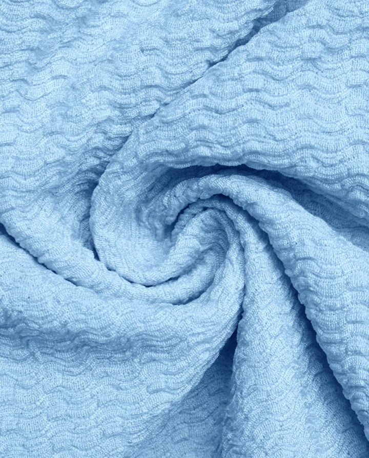 Blue Gold Ring Detail Textured Slim Fit Cropped Top