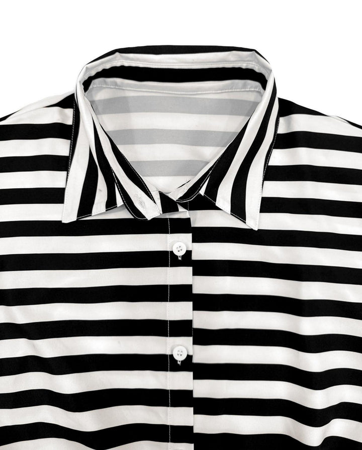Black Striped Belted Romper