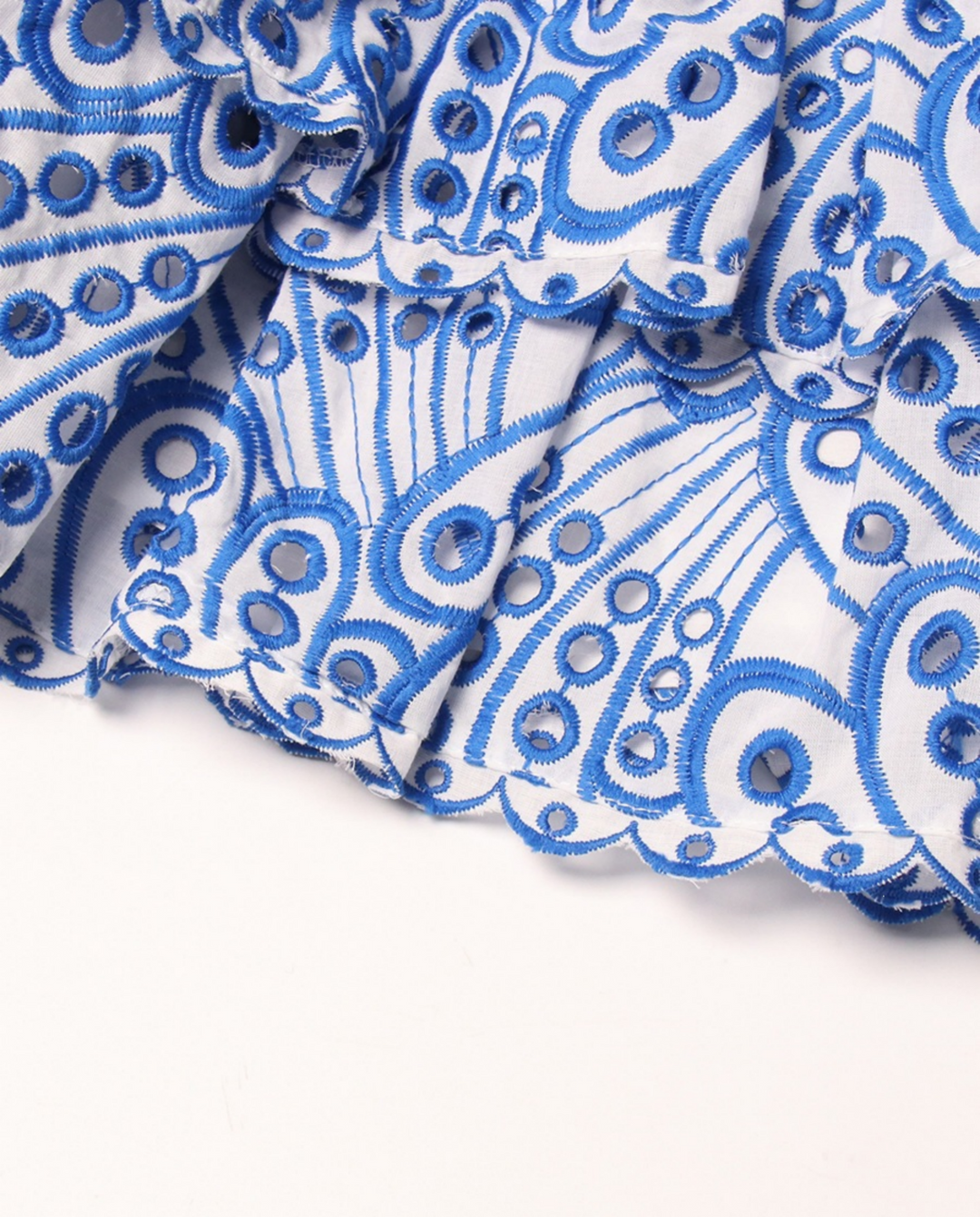 Blue Printed Strapless Tiered Mini Dress