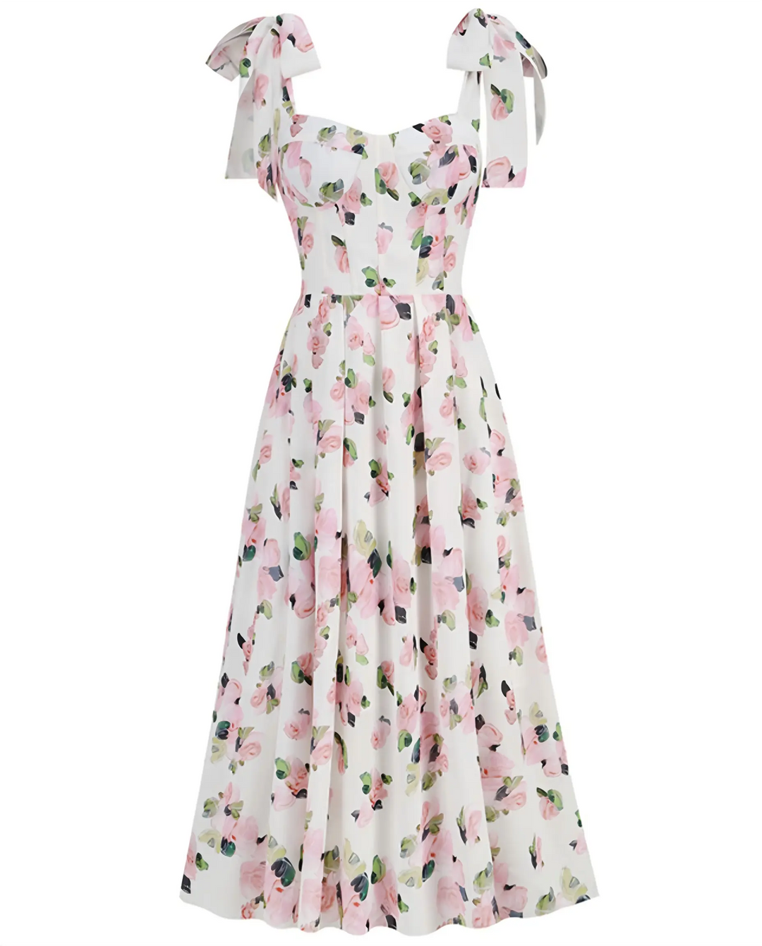 SOLACE  White Floral Print Off Shoulder Chiffon Midi Dress 