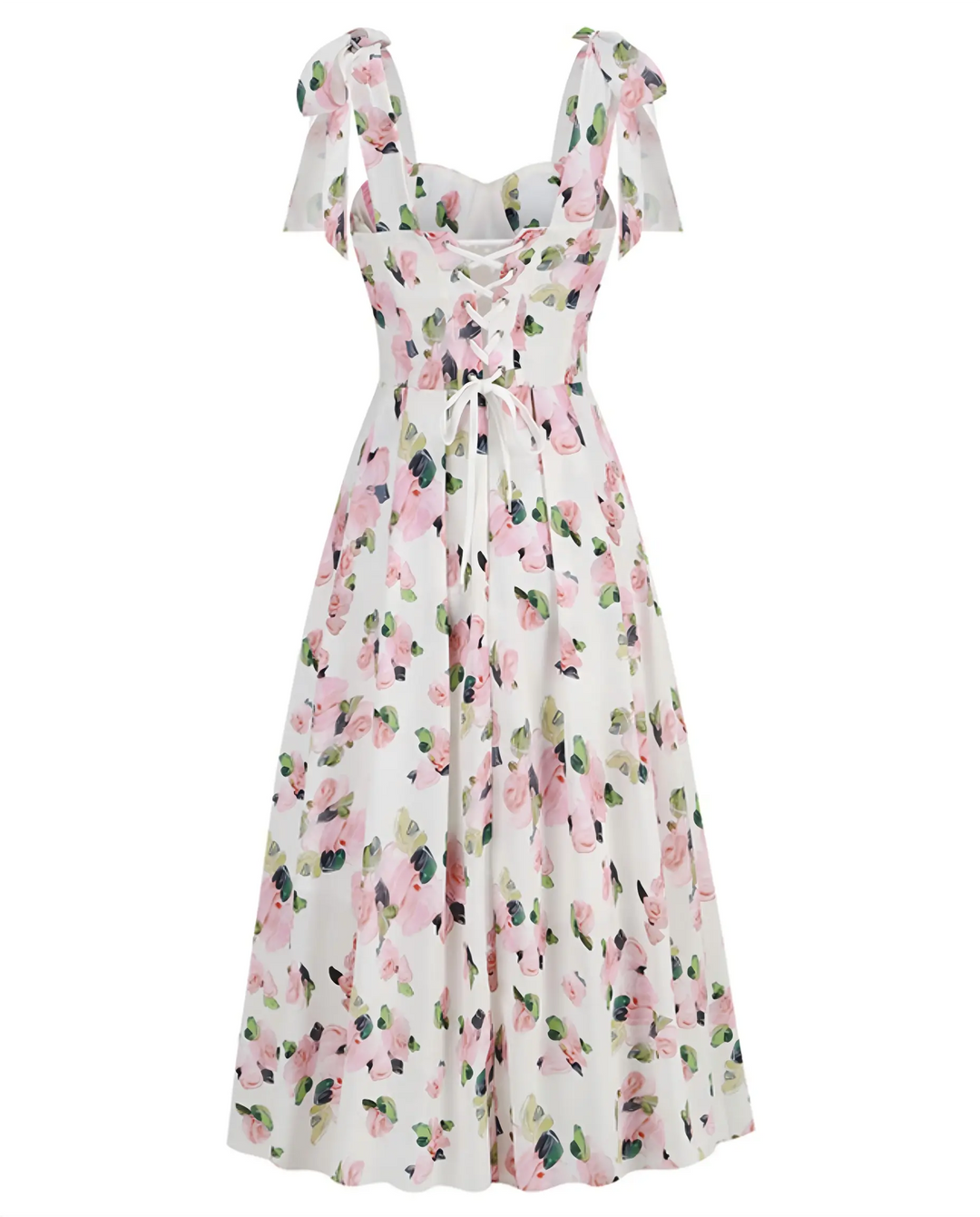 SOLACE  White Floral Print Off Shoulder Chiffon Midi Dress 