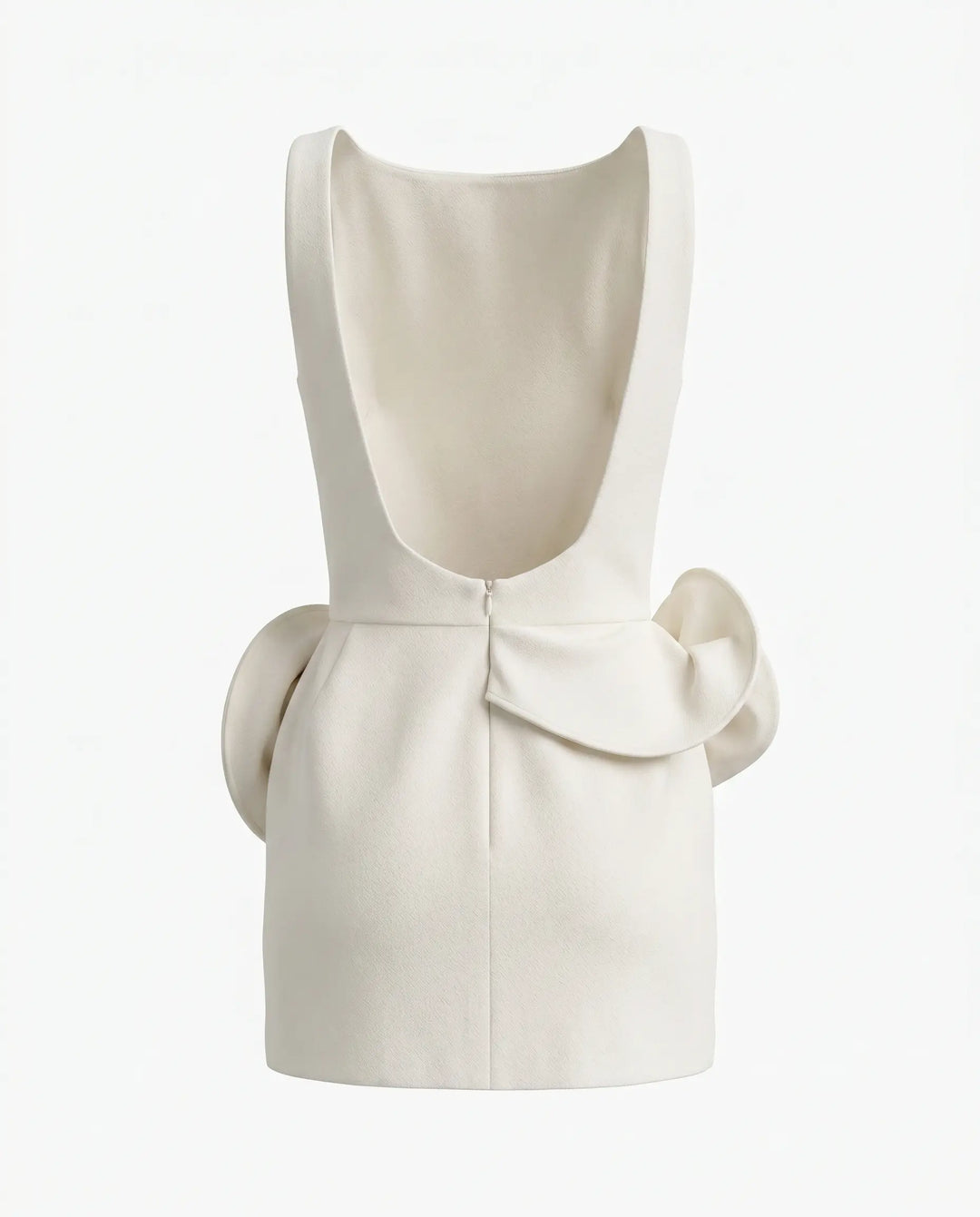 SOLACE  Cream White 3D Floral Rosette Sleeveless Fitted Mini Dress 