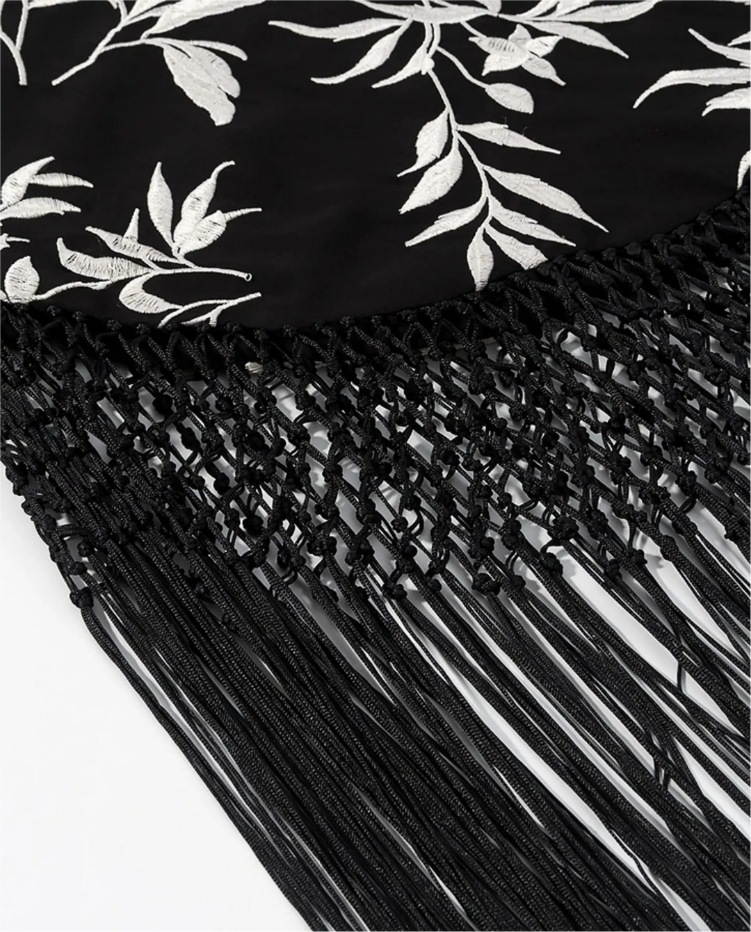 SOLACE  Black Floral Print One Shoulder Fringe Mini Dress 