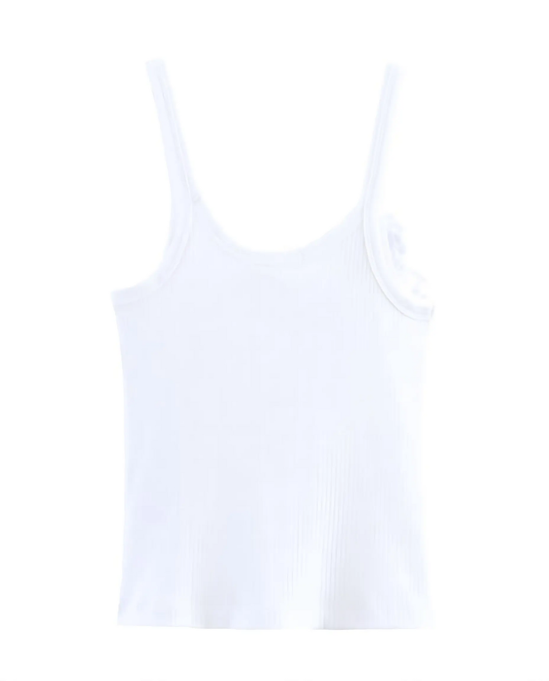 SOLACE  White 3D Flower Applique Ribbed Knit Regular Length Tank Top 